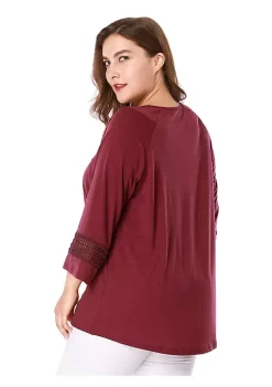 Agnes Orinda Women's Plus Size Crochet Panel Kimono Raglan Sleeves Ruched Front Tops 20 Agnes Orinda Women's Plus Size Crochet Panel Kimono Raglan Sleeves Ruched Front Tops -Agnes Orinda Store Belk 498