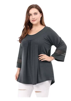 Agnes Orinda Women's Plus Size Crochet Panel Kimono Raglan Sleeves Ruched Front Tops 22 Agnes Orinda Women's Plus Size Crochet Panel Kimono Raglan Sleeves Ruched Front Tops -Agnes Orinda Store Belk 500