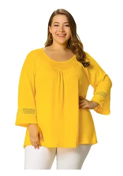 Agnes Orinda Women's Plus Size Crochet Panel Kimono Raglan Sleeves Ruched Front Tops 24 Agnes Orinda Women's Plus Size Crochet Panel Kimono Raglan Sleeves Ruched Front Tops -Agnes Orinda Store Belk 502