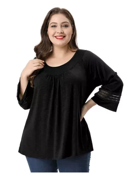 Agnes Orinda Women's Plus Size Crochet Panel Kimono Raglan Sleeves Ruched Front Tops 25 Agnes Orinda Women's Plus Size Crochet Panel Kimono Raglan Sleeves Ruched Front Tops -Agnes Orinda Store Belk 503