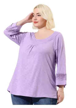 Agnes Orinda Women's Plus Size Crochet Panel Kimono Raglan Sleeves Ruched Front Tops 28 Agnes Orinda Women's Plus Size Crochet Panel Kimono Raglan Sleeves Ruched Front Tops -Agnes Orinda Store Belk 506