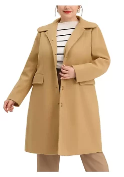 Agnes Orinda Plus Size Coats for Women Peter Pan Collar Single Breasted Winter Long Coat -Agnes Orinda Store Belk 513