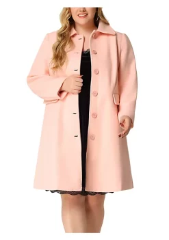 Agnes Orinda Plus Size Coats for Women Peter Pan Collar Single Breasted Winter Long Coat -Agnes Orinda Store Belk 515