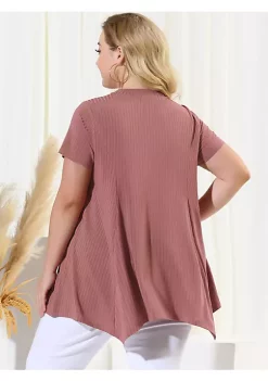 Agnes Orinda Women's Plus Size Top Short Sleeve Round Neck Irregular Hem Casual Tee T-Shirt Tops -Agnes Orinda Store Belk 529