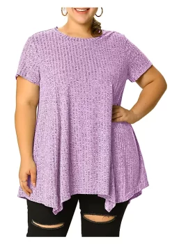 Agnes Orinda Women's Plus Size Top Short Sleeve Round Neck Irregular Hem Casual Tee T-Shirt Tops -Agnes Orinda Store Belk 530