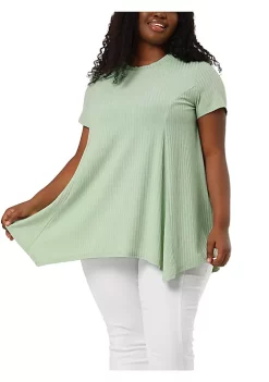 Agnes Orinda Women's Plus Size Top Short Sleeve Round Neck Irregular Hem Casual Tee T-Shirt Tops -Agnes Orinda Store Belk 535