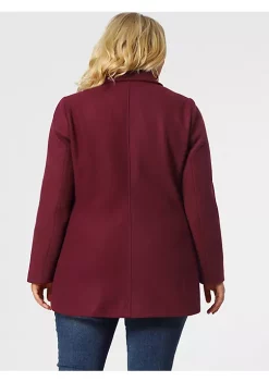 Agnes Orinda Women's Plus Size Notched Lapel Double Breasted Long Coat -Agnes Orinda Store Belk 55