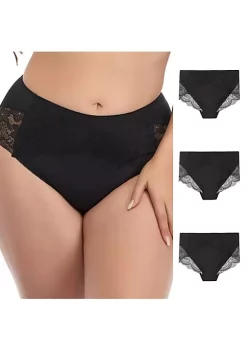 Agnes Orinda Women's 3-Pack Lace Trim High Rise Solid Brief Stretchy Underwear -Agnes Orinda Store Belk 566