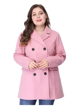 Agnes Orinda Women's Plus Size Notched Lapel Double Breasted Long Coat -Agnes Orinda Store Belk 57