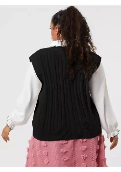 Agnes Orinda Women's Plus Size Sweater Vest V Neck Cable Knit Sweater Sleeveless Pullover Sweater Vests -Agnes Orinda Store Belk 623