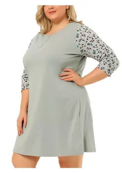 Agnes Orinda Plus Size Sleepshirts for Women 3/4 Sleeve Midi Sleepwear Floral Nightgowns -Agnes Orinda Store Belk 651