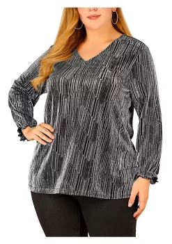 Agnes Orinda Women's Plus Size Christmas Top, Metallic Party Disco Sparkle Sequin Tops