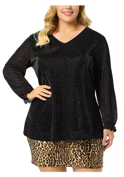 Agnes Orinda Women's Plus Size Christmas Top, Metallic Party Disco Sparkle Sequin Tops -Agnes Orinda Store Belk 668