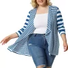 Agnes Orinda Women's Plus Size Open Front Cardigan, Polyester Casual Striped Work Top -Agnes Orinda Store Belk 68