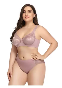 Agnes Orinda Women's Plus Size Underwire Push Up Lace Trim Adjustable Straps Comfort Bra and Panty Set -Agnes Orinda Store Belk 687