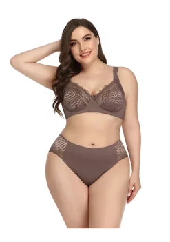 Agnes Orinda Women's Plus Size Underwire Push Up Lace Trim Adjustable Straps Comfort Bra and Panty Set -Agnes Orinda Store Belk 688