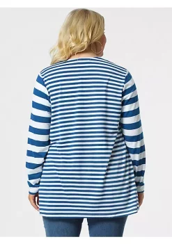 Agnes Orinda Women's Plus Size Open Front Cardigan, Polyester Casual Striped Work Top -Agnes Orinda Store Belk 72
