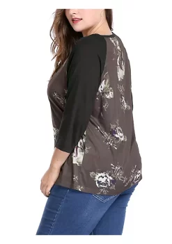 Agnes Orinda Women's Plus Size Tee Shirt Floral Print 3/4 Sleeve Tunic Top Raglan Round Neck Tops 18 Agnes Orinda Women's Plus Size Tee Shirt Floral Print 3/4 Sleeve Tunic Top Raglan Round Neck Tops -Agnes Orinda Store Belk 741
