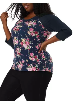 Agnes Orinda Women's Plus Size Tee Shirt Floral Print 3/4 Sleeve Tunic Top Raglan Round Neck Tops 21 Agnes Orinda Women's Plus Size Tee Shirt Floral Print 3/4 Sleeve Tunic Top Raglan Round Neck Tops -Agnes Orinda Store Belk 744