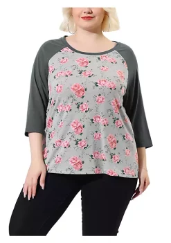 Agnes Orinda Women's Plus Size Tee Shirt Floral Print 3/4 Sleeve Tunic Top Raglan Round Neck Tops 24 Agnes Orinda Women's Plus Size Tee Shirt Floral Print 3/4 Sleeve Tunic Top Raglan Round Neck Tops -Agnes Orinda Store Belk 747
