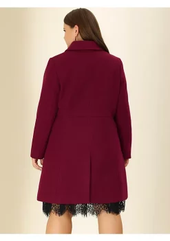 Agnes Orinda Plus Size Women Coat Peter Pan Collar Single Breasted Winter Long Coat -Agnes Orinda Store Belk 754