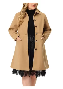 Agnes Orinda Plus Size Women Coat Peter Pan Collar Single Breasted Winter Long Coat -Agnes Orinda Store Belk 758