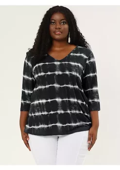 Agnes Orinda Plus Size Blouses for Women 3/4 Sleeve Striped Side Slit Tie Dye Top -Agnes Orinda Store Belk 761