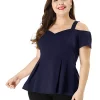 Agnes Orinda Women's Plus Size High Waist Sweetheart Cold Shoulder Peplum Top -Agnes Orinda Store Belk 769