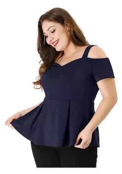 Agnes Orinda Women's Plus Size High Waist Sweetheart Cold Shoulder Peplum Top 11 Agnes Orinda Women's Plus Size High Waist Sweetheart Cold Shoulder Peplum Top -Agnes Orinda Store Belk 771