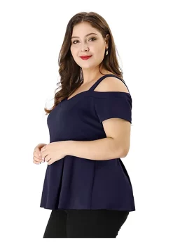 Agnes Orinda Women's Plus Size High Waist Sweetheart Cold Shoulder Peplum Top 12 Agnes Orinda Women's Plus Size High Waist Sweetheart Cold Shoulder Peplum Top -Agnes Orinda Store Belk 772