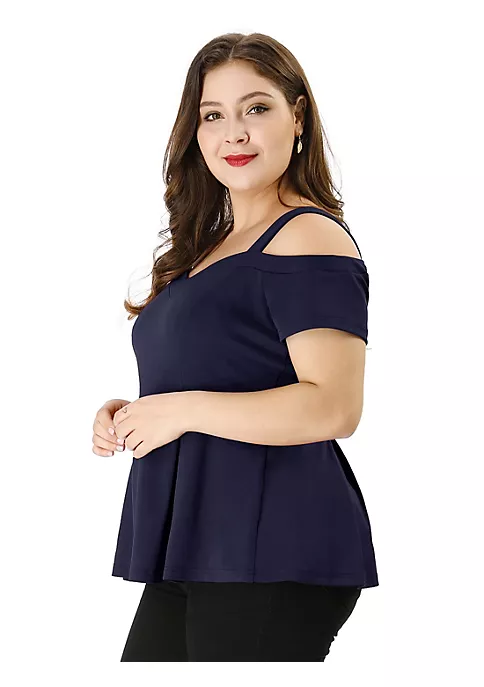 Agnes Orinda Women's Plus Size High Waist Sweetheart Cold Shoulder Peplum Top 6 Agnes Orinda Women's Plus Size High Waist Sweetheart Cold Shoulder Peplum Top - Image 4