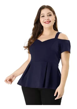 Agnes Orinda Women's Plus Size High Waist Sweetheart Cold Shoulder Peplum Top 15 Agnes Orinda Women's Plus Size High Waist Sweetheart Cold Shoulder Peplum Top -Agnes Orinda Store Belk 775