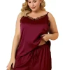 Agnes Orinda Women's Plus Size Cami Lace Panel Elastic Waist Shorts Sleepwear Pajamas Set -Agnes Orinda Store Belk 784