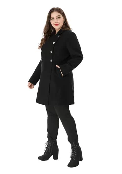 Agnes Orinda Women's Plus Size Coats A-Line Peter Pan Collar Double Breasted Coat -Agnes Orinda Store Belk 79