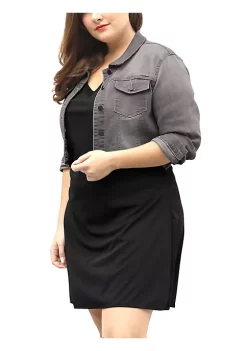 Agnes Orinda Women's Plus Size Button Closed Cropped Denim Jackets Christmas -Agnes Orinda Store Belk 790