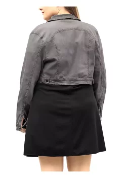 Agnes Orinda Women's Plus Size Button Closed Cropped Denim Jackets Christmas -Agnes Orinda Store Belk 792