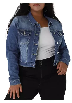 Agnes Orinda Women's Plus Size Button Closed Cropped Denim Jackets Christmas -Agnes Orinda Store Belk 793