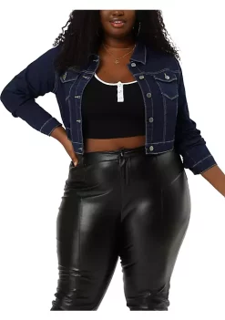 Agnes Orinda Women's Plus Size Button Closed Cropped Denim Jackets Christmas -Agnes Orinda Store Belk 798