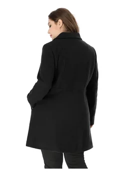 Agnes Orinda Women's Plus Size Coats A-Line Peter Pan Collar Double Breasted Coat -Agnes Orinda Store Belk 80