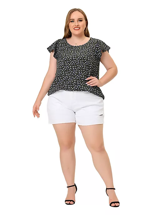 Agnes Orinda Plus Size Blouses for Women Summer Short Sleeves Floral Tops 5 Agnes Orinda Plus Size Blouses for Women Summer Short Sleeves Floral Tops - Image 3