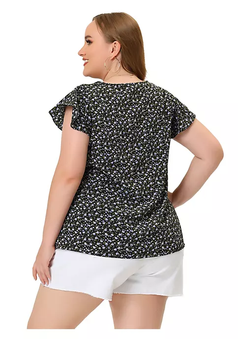 Agnes Orinda Plus Size Blouses for Women Summer Short Sleeves Floral Tops 6 Agnes Orinda Plus Size Blouses for Women Summer Short Sleeves Floral Tops - Image 4