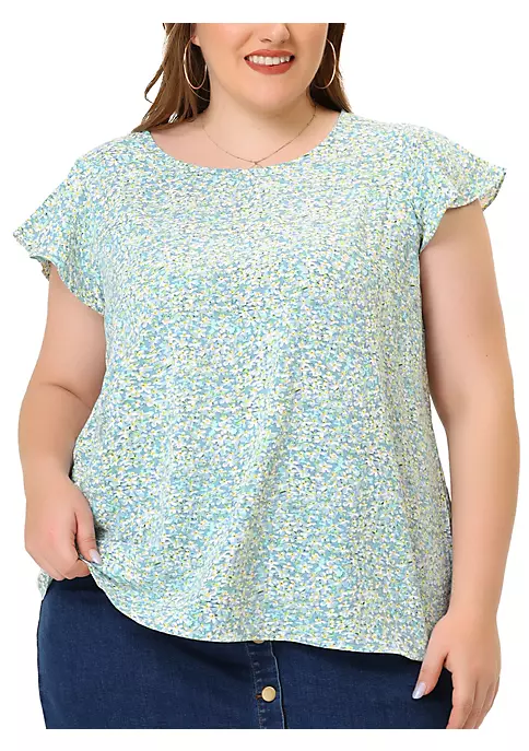 Agnes Orinda Plus Size Blouses for Women Summer Short Sleeves Floral Tops 8 Agnes Orinda Plus Size Blouses for Women Summer Short Sleeves Floral Tops - Image 6