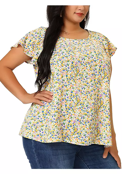 Agnes Orinda Plus Size Blouses for Women Summer Short Sleeves Floral Tops 9 Agnes Orinda Plus Size Blouses for Women Summer Short Sleeves Floral Tops - Image 7
