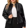 Agnes Orinda Plus Size Jacket for Women Casual Faux Leather Zipper Motorcycle Jackets 2 Agnes Orinda Plus Size Jacket for Women Casual Faux Leather Zipper Motorcycle Jackets -Agnes Orinda Store Belk 817