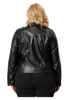 Agnes Orinda Plus Size Jacket for Women Casual Faux Leather Zipper Motorcycle Jackets -Agnes Orinda Store Belk 821
