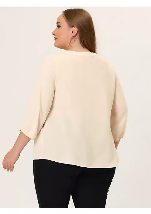 Agnes Orinda Women's Plus Size Tops Work Round Neck Ruffle Chiffon Blouse Top Mothers Day 6 Agnes Orinda Women's Plus Size Tops Work Round Neck Ruffle Chiffon Blouse Top Mothers Day - Image 4