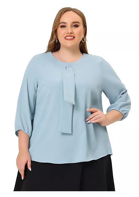 Agnes Orinda Women's Plus Size Tops Work Round Neck Ruffle Chiffon Blouse Top Mothers Day 9 Agnes Orinda Women's Plus Size Tops Work Round Neck Ruffle Chiffon Blouse Top Mothers Day - Image 7