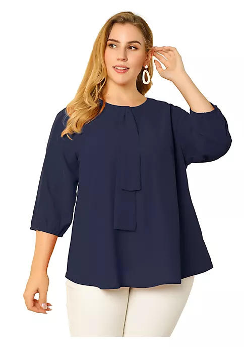 Agnes Orinda Women's Plus Size Tops Work Round Neck Ruffle Chiffon Blouse Top Mothers Day 10 Agnes Orinda Women's Plus Size Tops Work Round Neck Ruffle Chiffon Blouse Top Mothers Day - Image 8