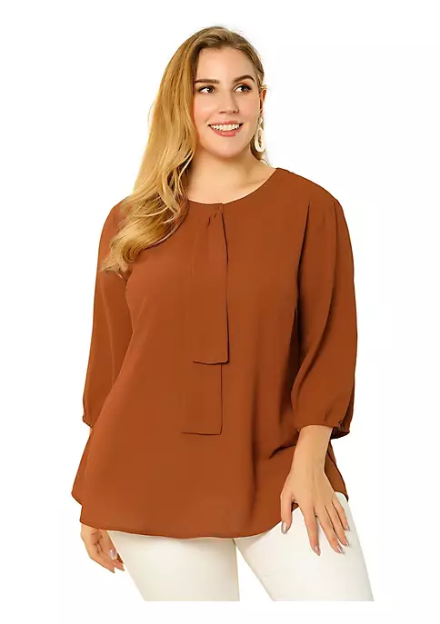 Agnes Orinda Women's Plus Size Tops Work Round Neck Ruffle Chiffon Blouse Top Mothers Day 11 Agnes Orinda Women's Plus Size Tops Work Round Neck Ruffle Chiffon Blouse Top Mothers Day - Image 9