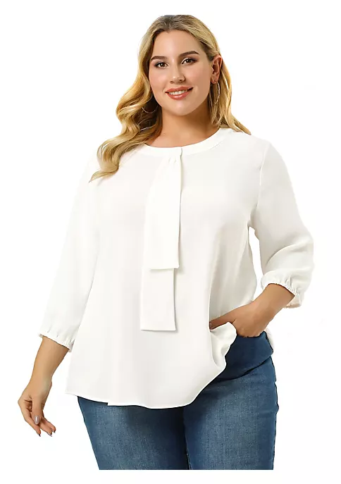 Agnes Orinda Women's Plus Size Tops Work Round Neck Ruffle Chiffon Blouse Top Mothers Day 13 Agnes Orinda Women's Plus Size Tops Work Round Neck Ruffle Chiffon Blouse Top Mothers Day - Image 11